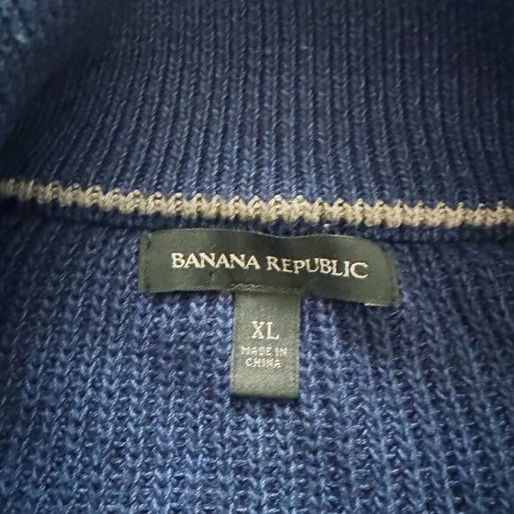 Banana Republic Full Zip Cardigan Knit sweater Men Sz XL Royal Blue Grandpacore - Picture 2 of 16